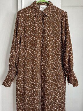 Veiled Collection Brown Floral Button Down Maxi Shirt Dress  - Limited Edition